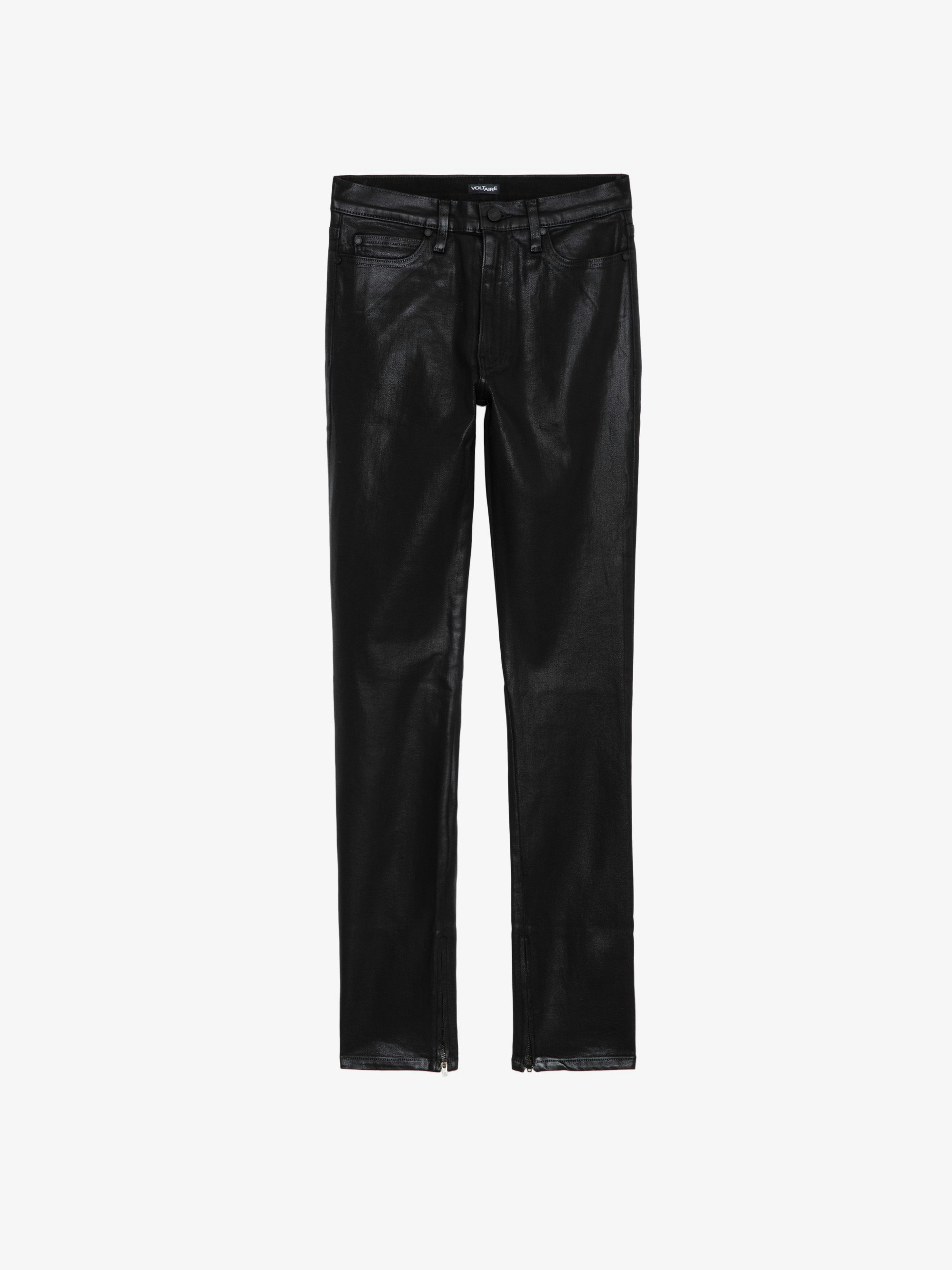Jett Skinny Jeans - Women's black coated skinny jeans.