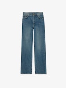 Stevie 90's Jeans - Women's straight leg light wash jeans with Roadrunner & Whiley Coyote patches.