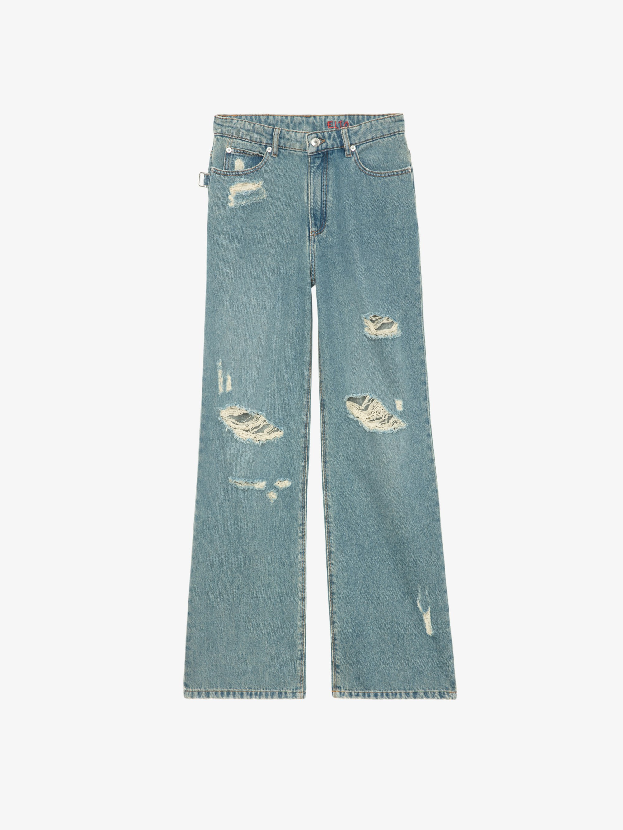 Elio Jeans - Effortless, timeless, undeniably cool. The Elio jeans channel vintage inspiration with a relaxed straight-leg fit and perfectly lived-in wash. A subtle embroidered heart adds a touch of romance to their rebellious spirit. Designed to move with you, they’re the perfect blend of comfort and rock ‘n’ roll attitude. Wear them your way—raw, rolled, or undone.