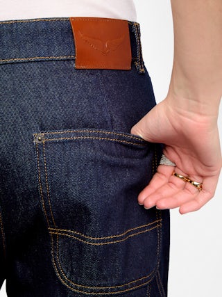 Perya Jeans - Straight jeans in relaxed fit with panels, multiple pockets.