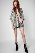 Mixed Print Silk Tong Jacket 25 years - Women’s mixed print silk jacket