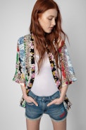 Mixed Print Silk Tong Jacket 25 years - Women’s mixed print silk jacket