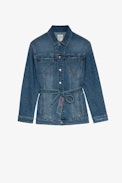 Kiome Denim Jacket - Women’s blue denim jacket with belt
