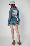 Kiome Denim Jacket - Women’s blue denim jacket with belt