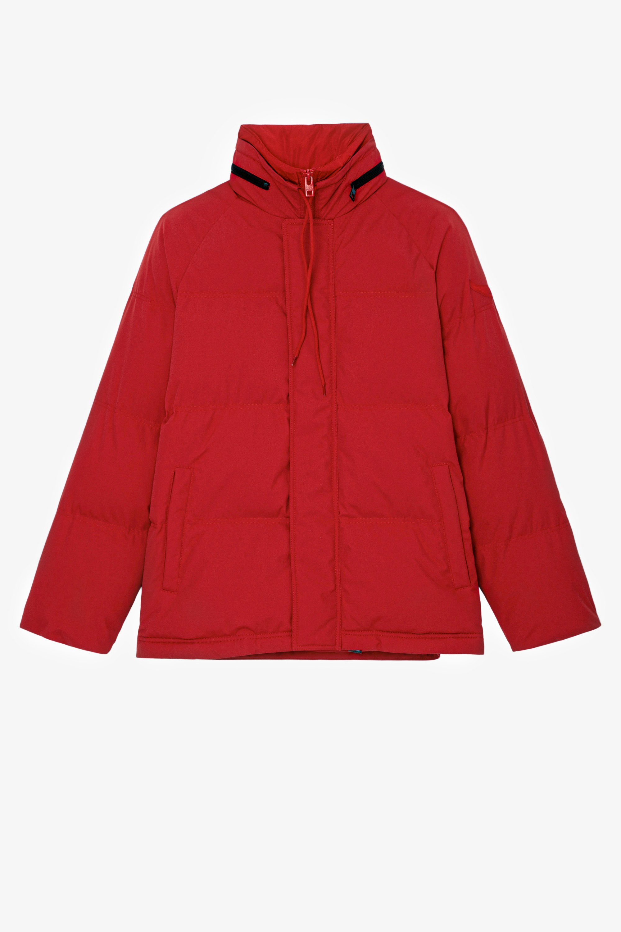 Bristola Down ジャケット Women’s orange down jacket with hood and contrasting signature ZV band 