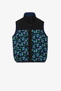 Kera Down Jacket - Women’s reversible black sleeveless jacket with floral print