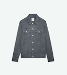Kase Jacket - Women’s grey cotton denim jacket with “C’est La Faute À Voltaire” embroidery on the collar.