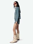 Short Siddy Denim - Asymmetric denim shorts.