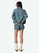 Short Siddy Denim - Asymmetric denim shorts.