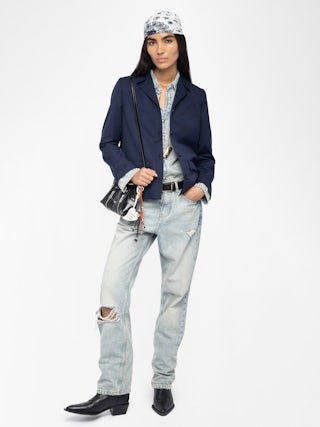 Lara Jacket - Mixed wool jacket with western-inspired cutouts, applied pockets and button closure.