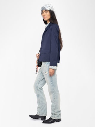 Lara Jacket - Mixed wool jacket with western-inspired cutouts, applied pockets and button closure.