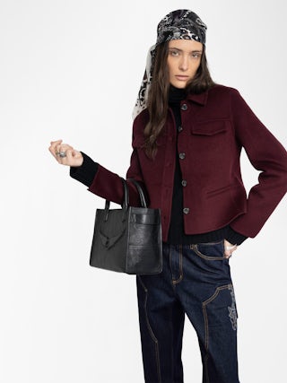 Liam Wool Jacket - Fitted double-faced jacket in wool blend, long sleeves, button closure and embossed wings at the back.