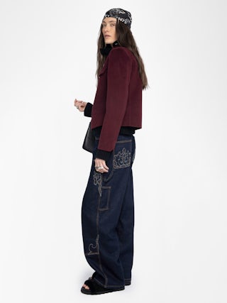 Liam Wool Jacket - Fitted double-faced jacket in wool blend, long sleeves, button closure and embossed wings at the back.