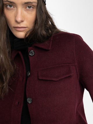 Liam Wool Jacket - Fitted double-faced jacket in wool blend, long sleeves, button closure and embossed wings at the back.