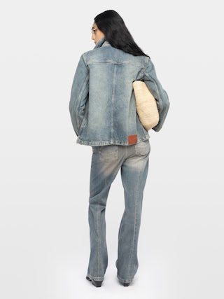 Lienna Denim Jacket - Multi-pocket denim jacket with buttoned closure and chest wing.