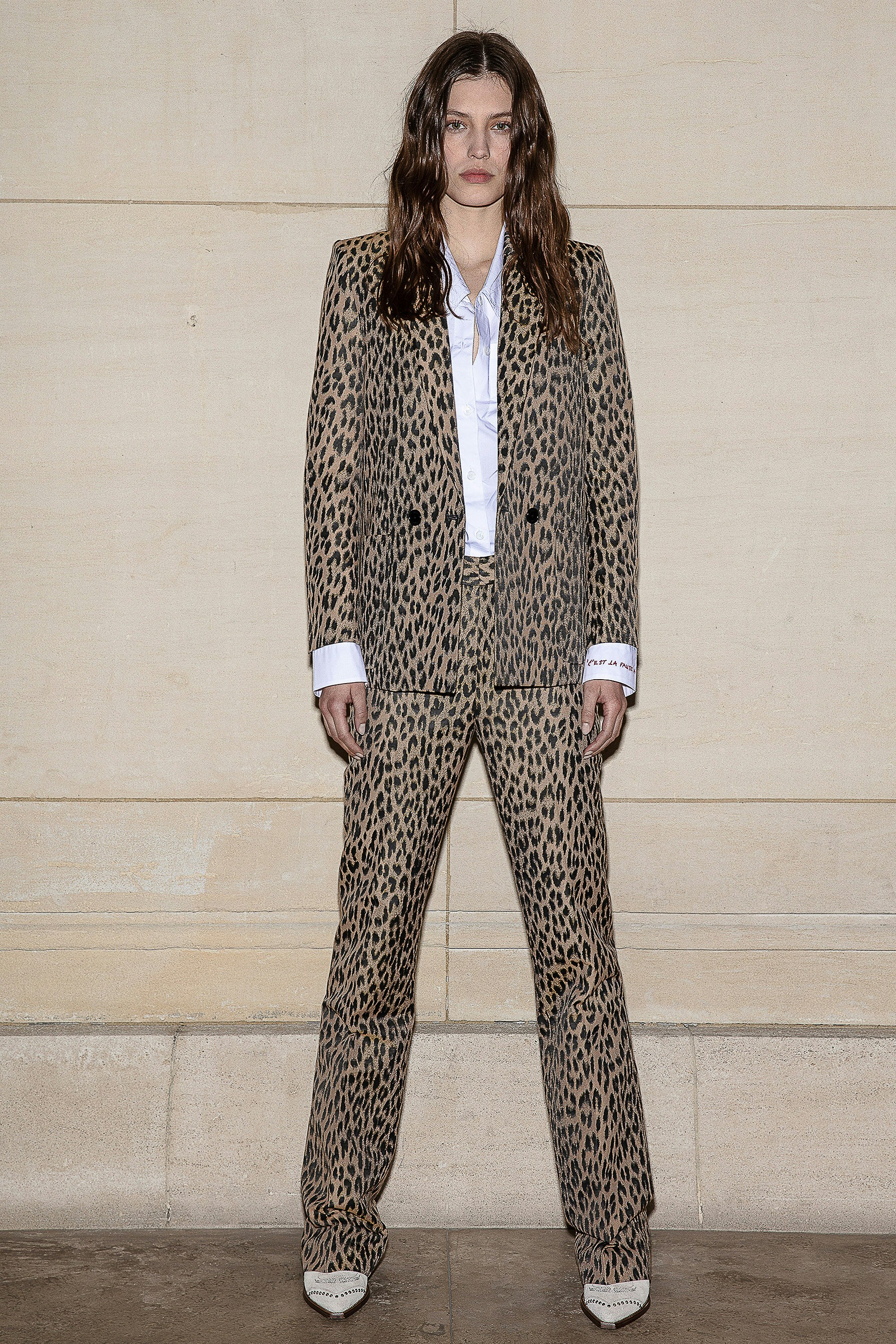 Pantaloni Leopard Pistol Pantaloni beige motivo leopardato donna