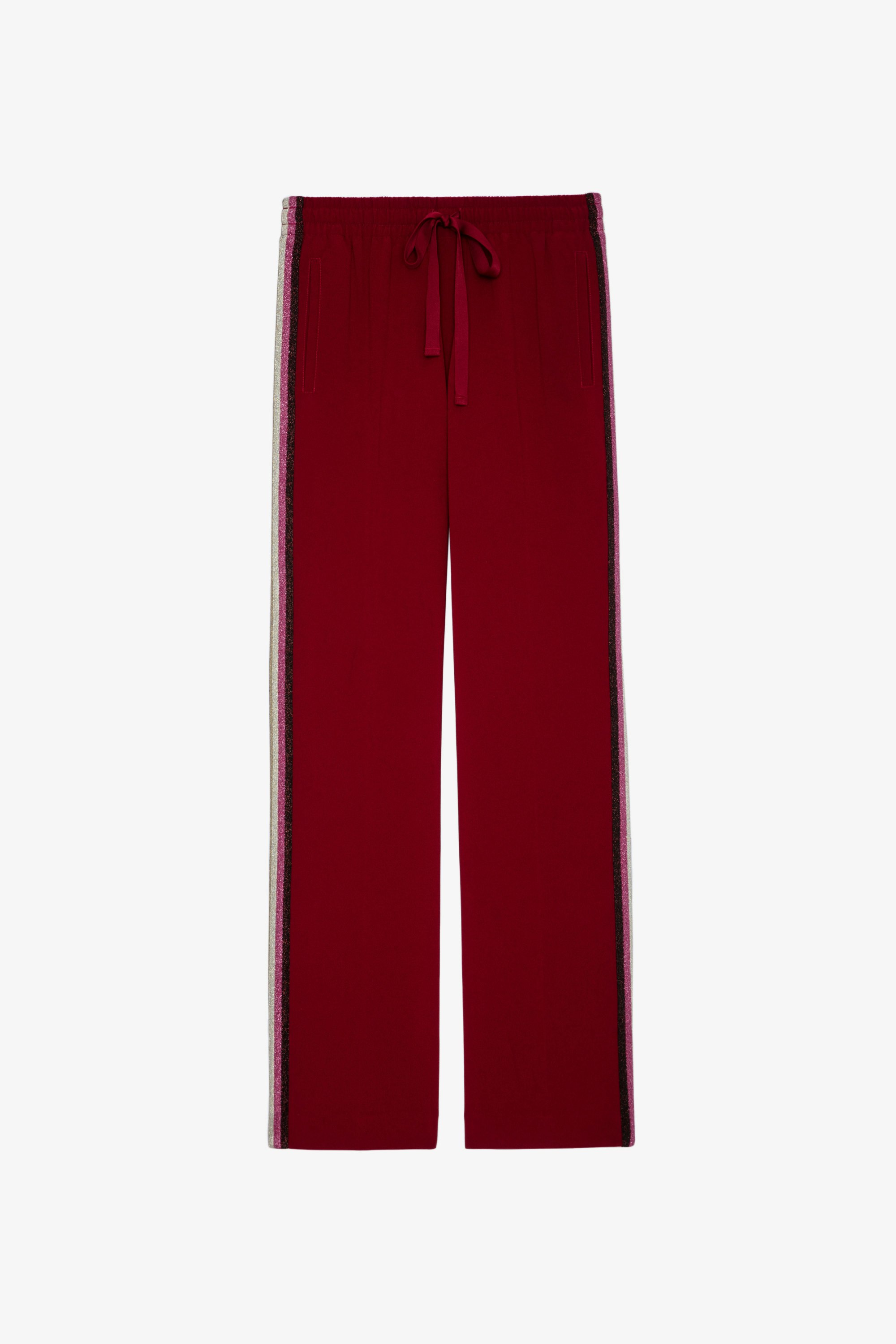 Pantalones de crepé Pomy Pantalón con bandas laterales de colores y lentejuelas para mujer