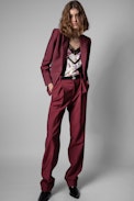 Pantalon Gitane - Pantalon de tailleur en laine rose Femme. Fait avec des fibres issues de l’agriculture biologique