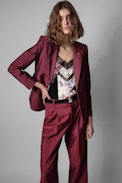 Pantalon Gitane - Pantalon de tailleur en laine rose Femme. Fait avec des fibres issues de l’agriculture biologique