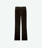 Pantaloni Pistol Velluto - Pantaloni sartoriali da donna in velluto kaki.