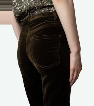 Pantalon Pistol Velours - Pantalon de tailleur en velours kaki.