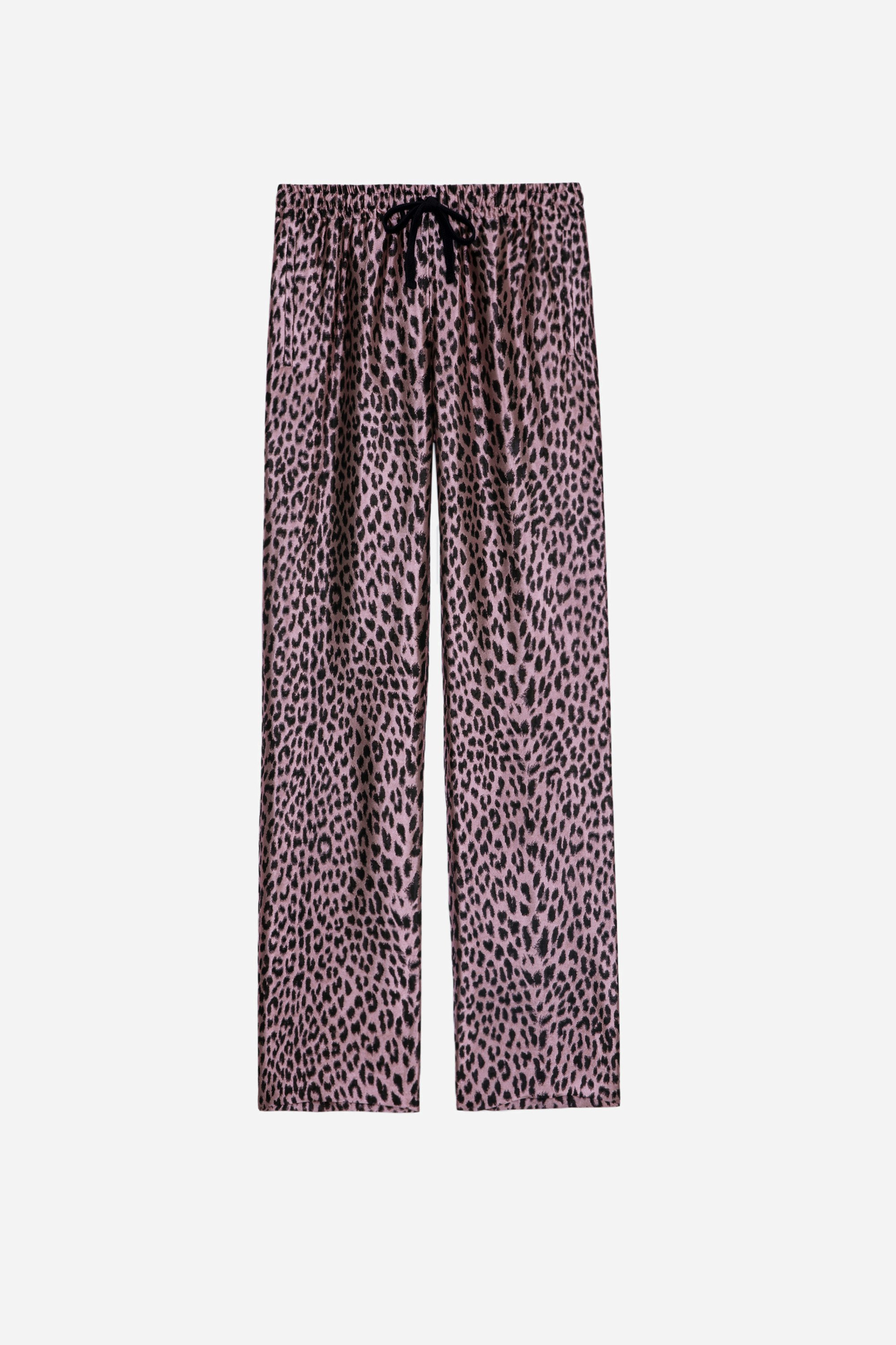 Pomy Leopard Jacquard Trousers Women's pink leopard jacquard trousers