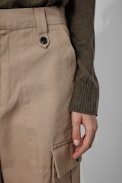 Pilote Canvas Trousers - Women's cognac cotton trousers with cargo pockets