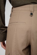 Pilote Canvas Trousers - Women's cognac cotton trousers with cargo pockets