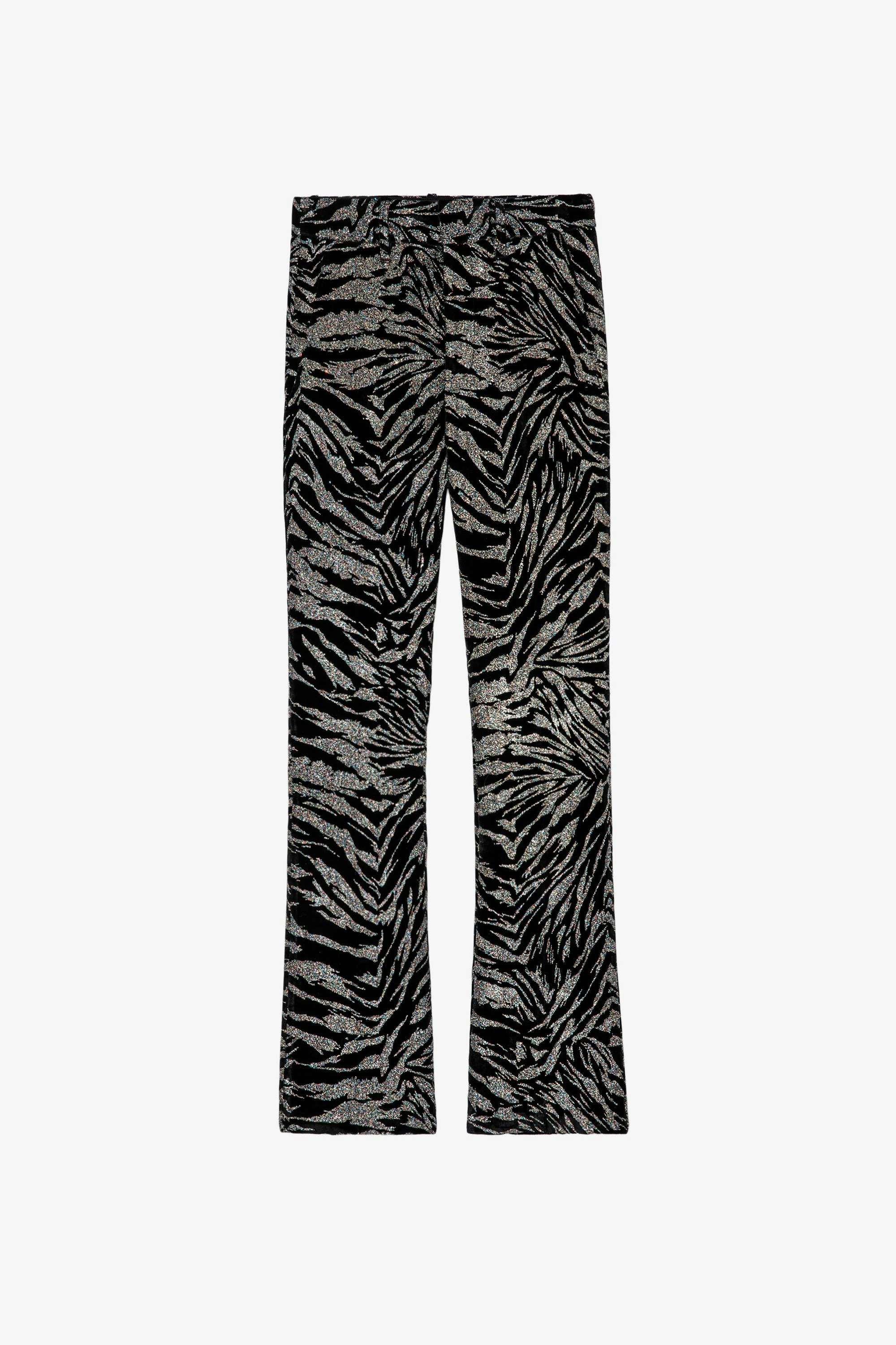 Polis パンツ Women’s velvet trousers with a glittery motif 