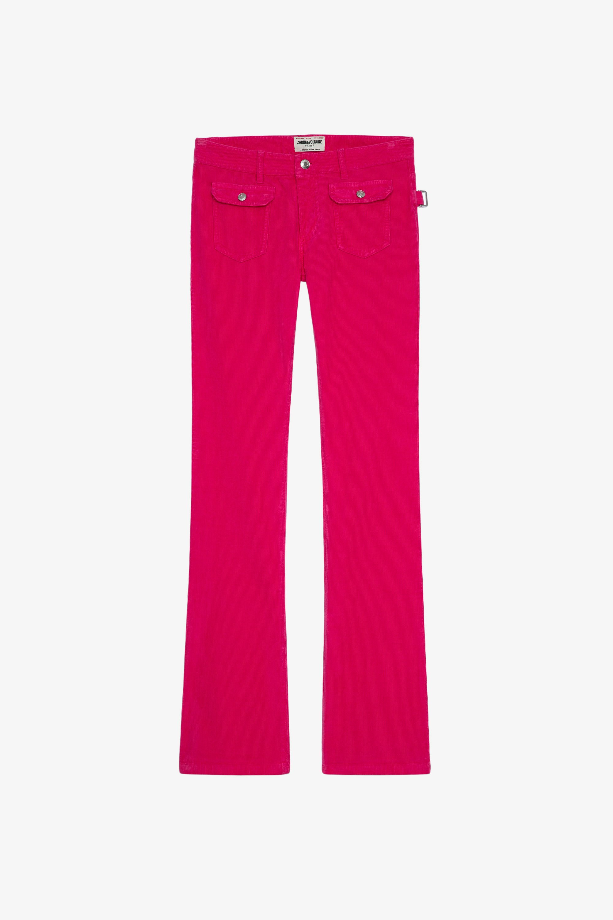 Pantalón de pana Hippie Pantalón ancho de pana de color Framboise para mujer