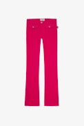 Hose Hippie Samt - Weite Cordsamt-Damenhose in Himbeere