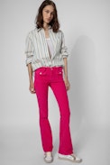 Hose Hippie Samt - Weite Cordsamt-Damenhose in Himbeere