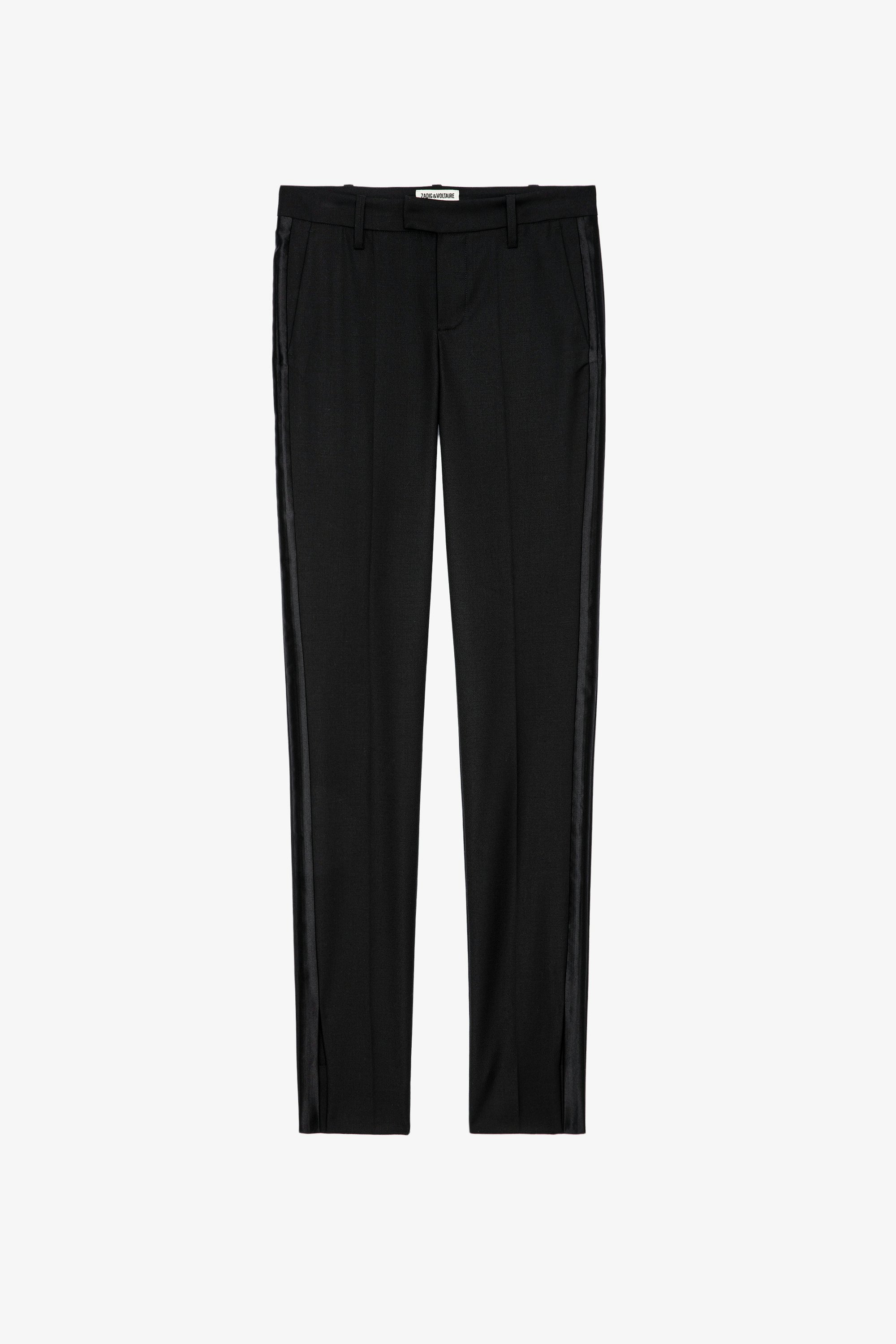 Hose Prune - Schwarze Damen-Anzughose mit Saumschlitzen