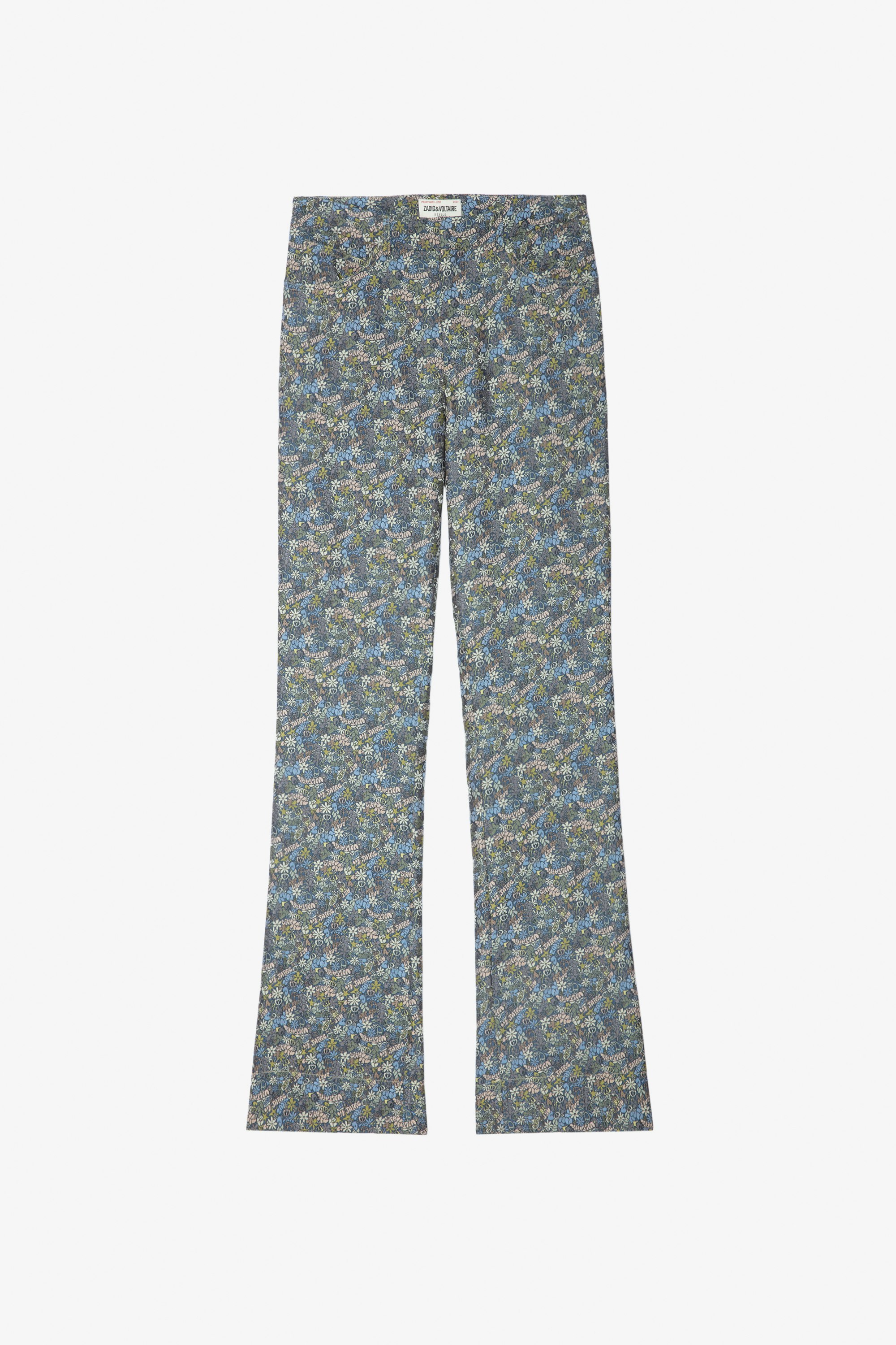 Pantaloni Pistol Pantaloni svasati in jacquard multicolore con stampa floreale - Donna