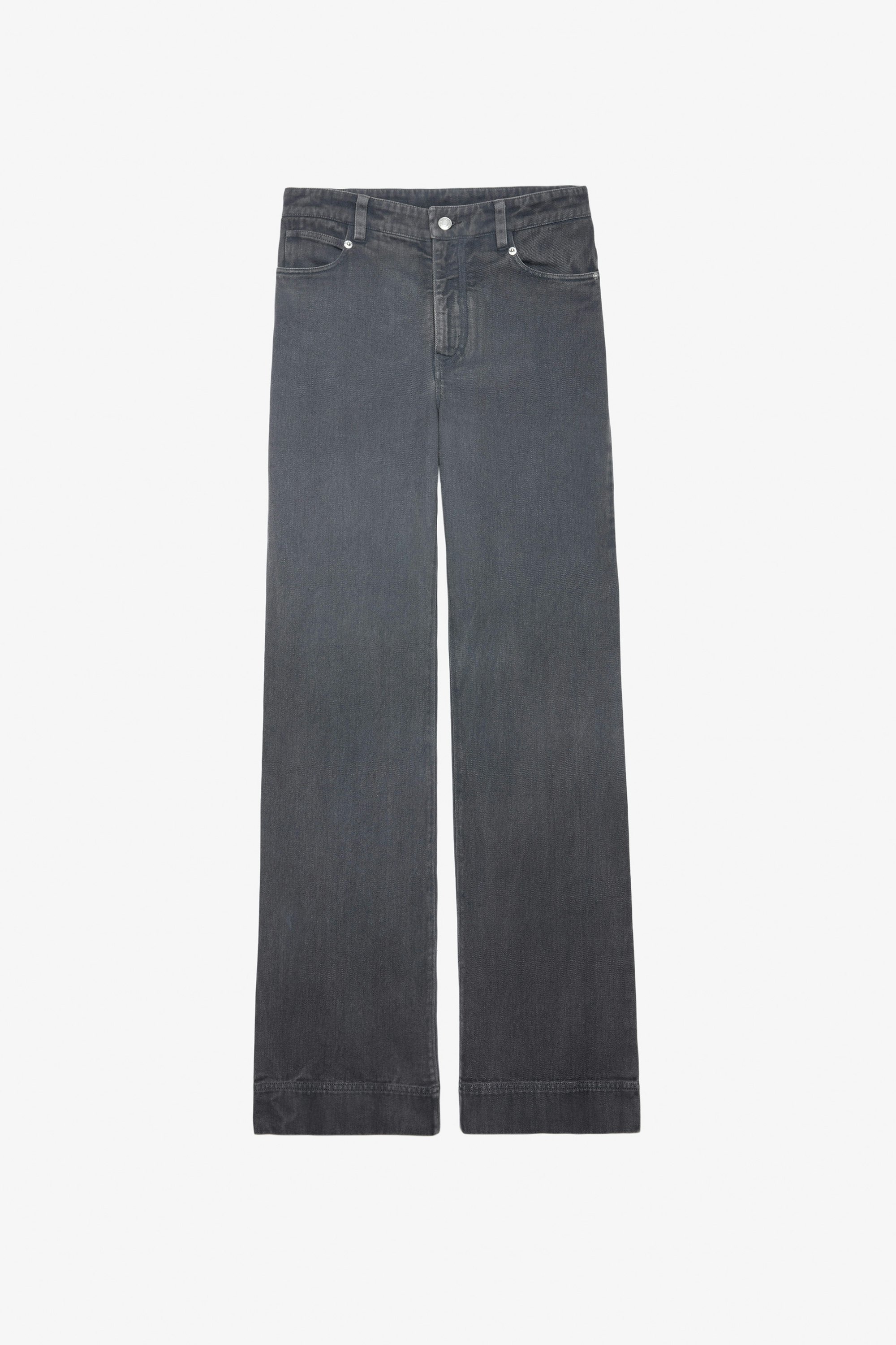 Evy Jeans - Women’s grey flared denim jeans.