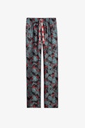 Pantaloni Pomy Thunder Jacquard - Pantaloni da donna neri in jacquard floreale ornati da un cordoncino fantasia.