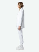 Vive Sequin Blazer - Ecru button-up blazer with sequins and pockets.
