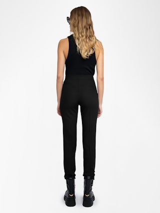 Panny Trousers - Straight-leg tailored trousers with rhinestone stripes and pockets.
