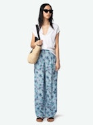 Pin Silk Pants - Pyjama-style pants in jacquard silk with pockets and elastic waistband.