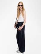 Panol Pants - Wide-leg tailored pants with rhinestones.