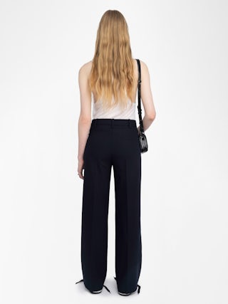 Panol Pants - Wide-leg tailored pants with rhinestones.
