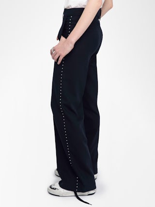 Panol Pants - Wide-leg tailored pants with rhinestones.