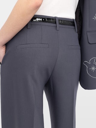 Trousers Panol - Tailored wide straight-leg trousers in solid colour.