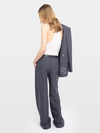 Trousers Panol - Tailored wide straight-leg trousers in solid colour.