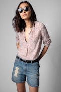 Camicetta Tink ZV Crush - Camicetta ecru manica lunga con stampa a cuori donna. Realizzato con fibre provenienti da foreste gestite in modo sostenibile