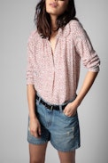 Camicetta Tink ZV Crush - Camicetta ecru manica lunga con stampa a cuori donna. Realizzato con fibre provenienti da foreste gestite in modo sostenibile