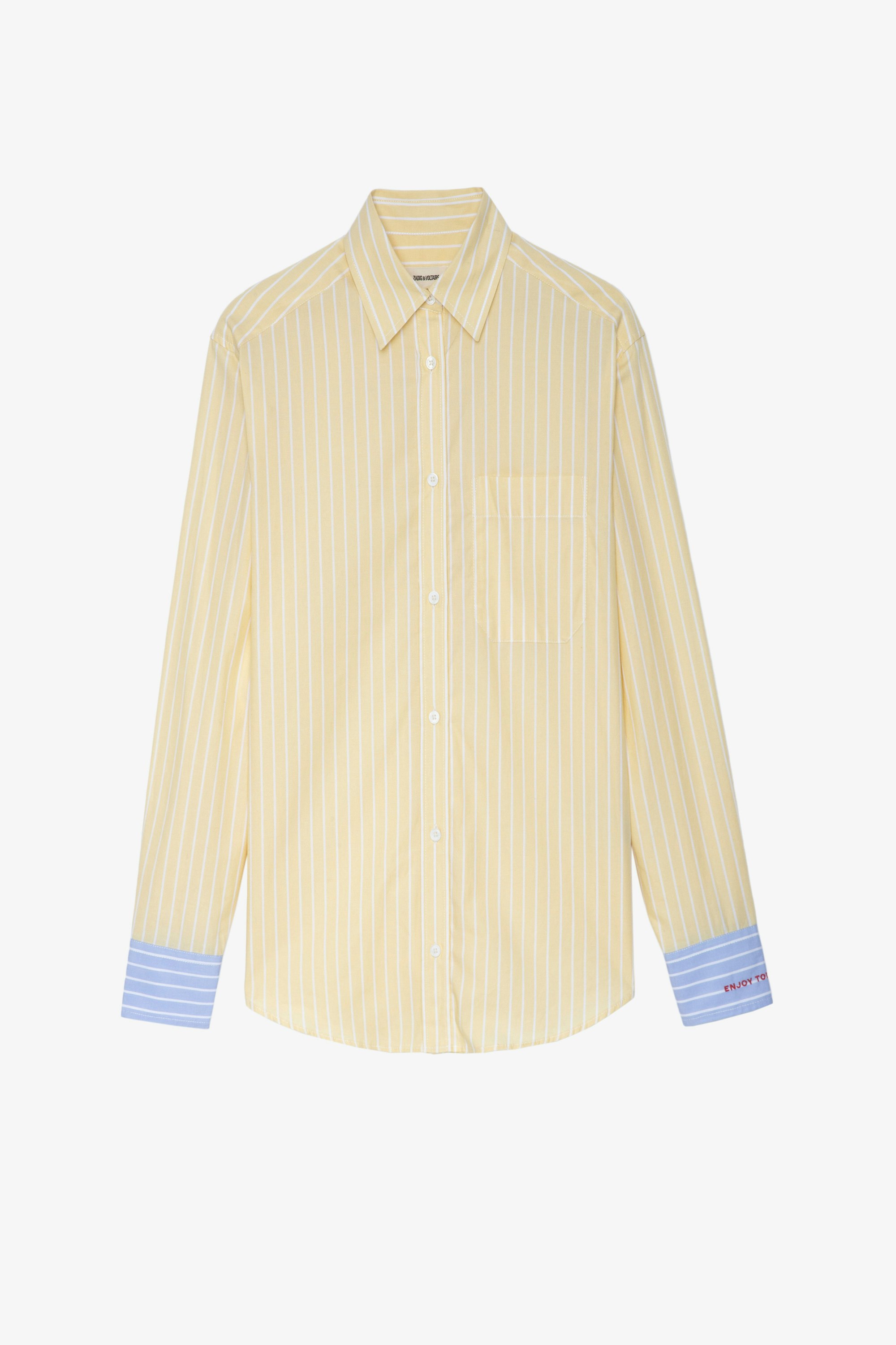Tais Raye Pop Shirt Women’s yellow and pink striped cotton shirt