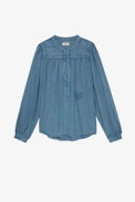 Blouse Tigy Coton Twill - Blouse en coton bleu ciel à manches longues femme