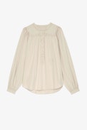 Tigy Cotton Twill Blouse - Women's ecru cotton blouse with embroidered ZV signature