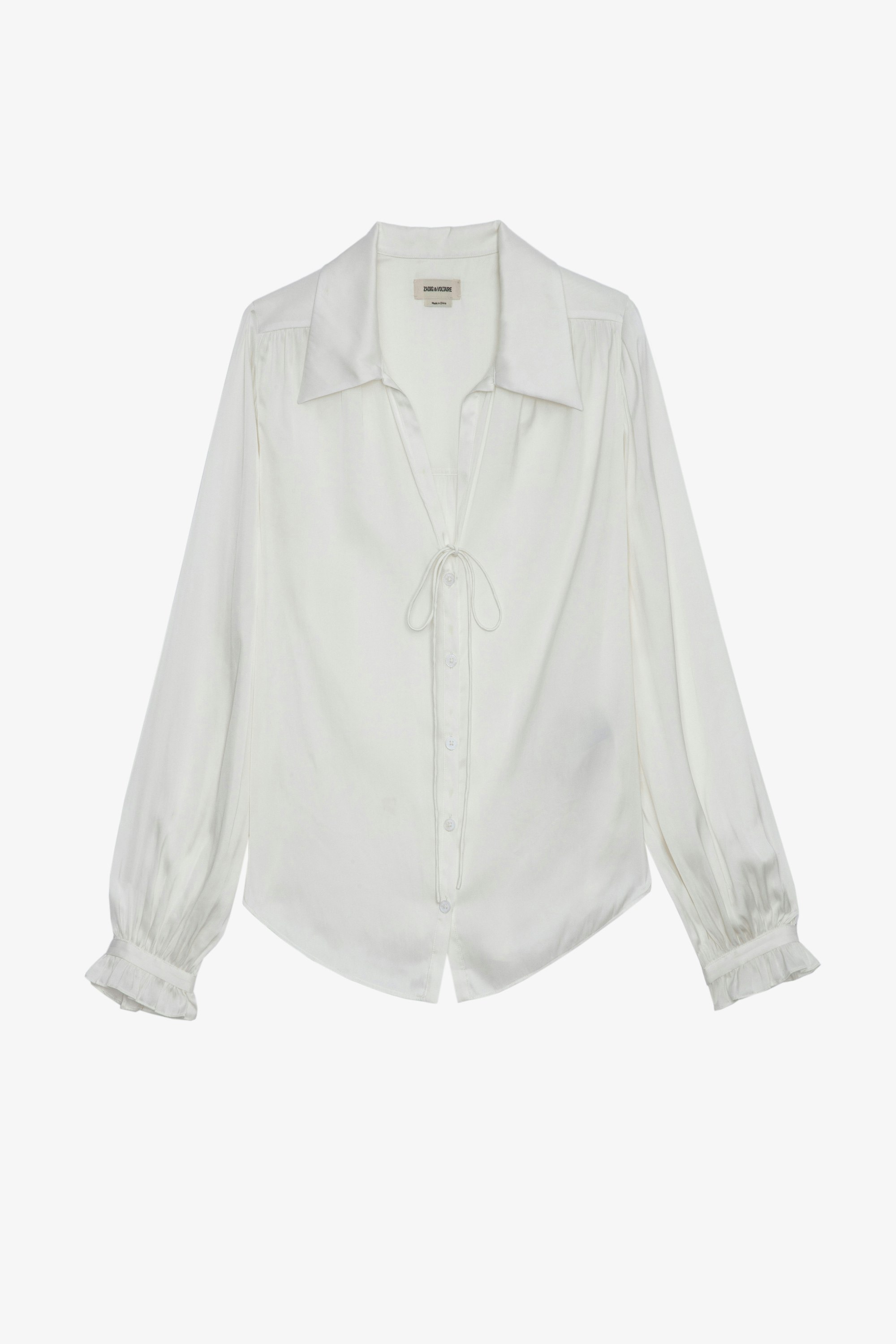 Tilan Satin Shirt - Women's white blouse.